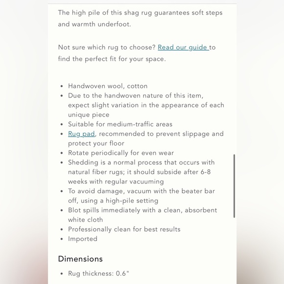 Anthropologie Handwoven Maran Shag Rug 2 x 3 NEW - Picture 3 of 9